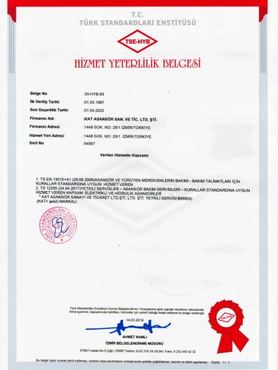 Hizmet Yeterlilik Belgesi